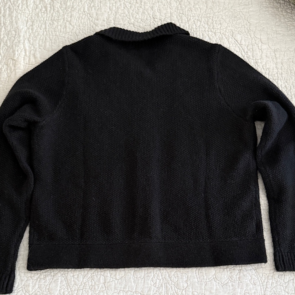 Ann Taylor Black Textured Sweater with Gold buttons, SZ L, EUC - Picture 5 of 6